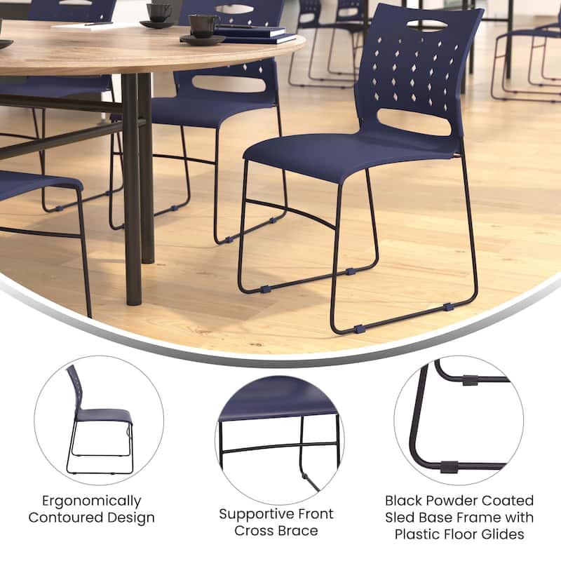 881 lb. Capacity Sled Base Stack Chair with Carry Handle and Air-Vent Back