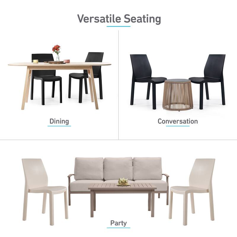 WRGHOME Modern Stacking Patio Dining Side Chair Indoor/Outdoor (Set of 2) - 33.27'' H X 18.50'' W X 21.06'' D