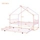 preview thumbnail 43 of 47, Full Size Metal House Bed with Trundle and Roof for Kids, Boys and Girls, Bedroom