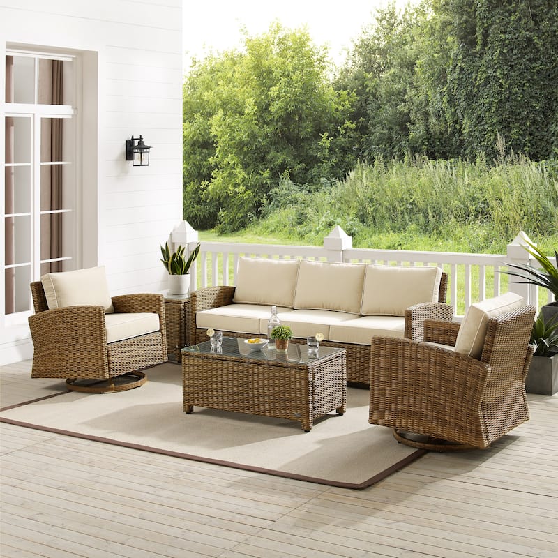 Crosley Bradenton 5Pc Swivel Rocker And Sofa Set - Sand