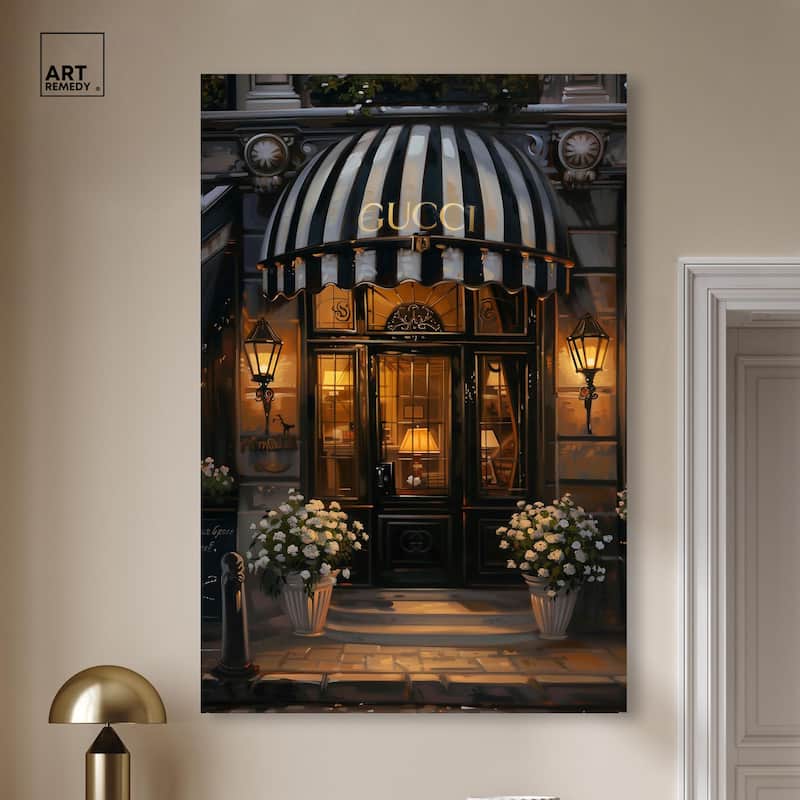 Elegant Night Time Store Visit Canvas by Art Remedy, Gallery Wrapped