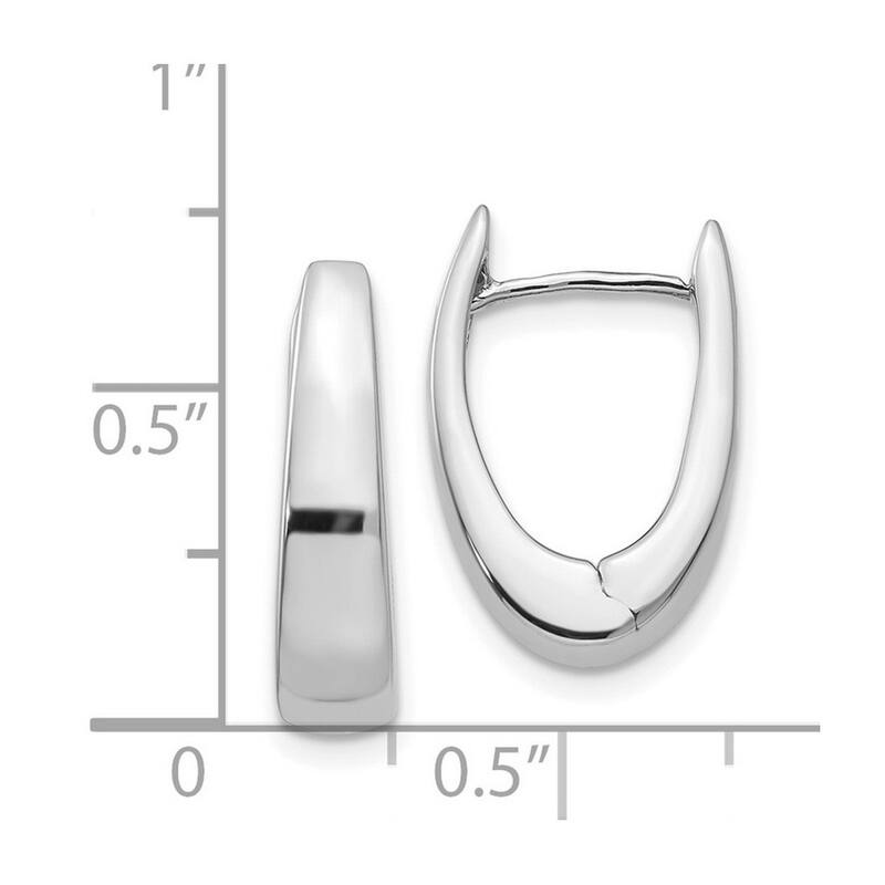 Curata 14k White Gold Solid 8x5mm Hinged Hoop Earrings