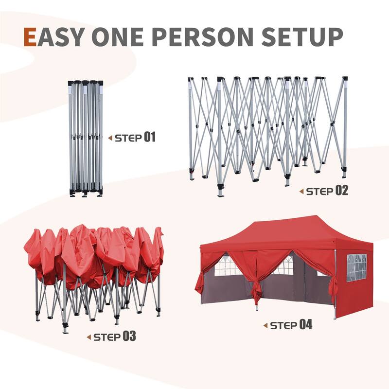 Ainfox 10x20ft Popup Canopy Tent Outdoor Folding Gazebos for Party with 6 Sidewalls