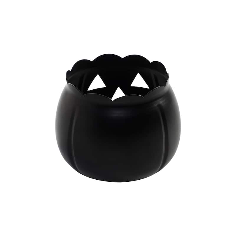 Jack-O-Lantern Candle Holder Black 4.25x5.25x5.25 - N/A