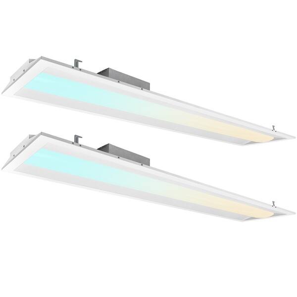 LUXRITE 1 ft. x 4 ft. Center Basket LED Troffer Panel Light 2000/2500/3750 Lumens 3500K/4000K/5000K Dimmable Damp Rated (2-Pack)
