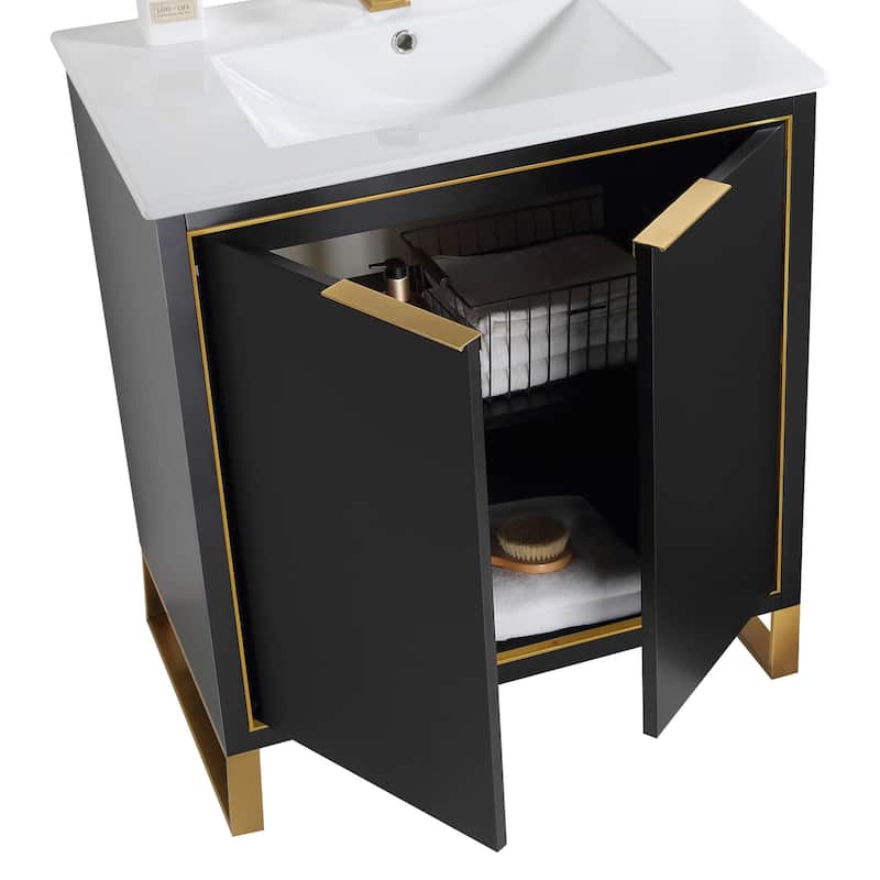 Fine Fixtures Opulence Collection Bathroom Vanity with White Ceramic Sink
