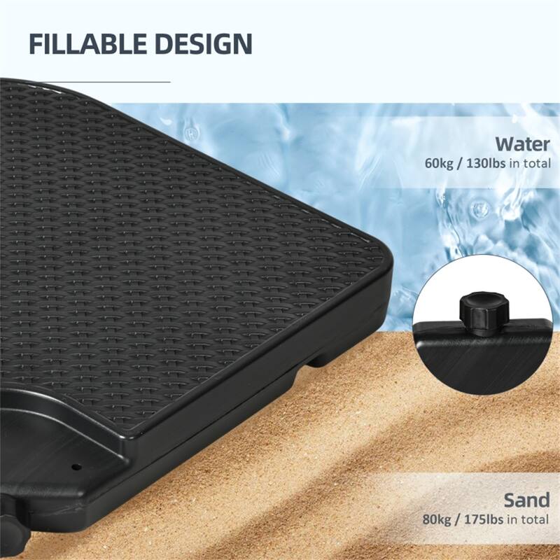 Outsunny 4-Piece HDPE Cantilever Umbrella Weight Set, Wicker-Top, Stackable, Water/Sand Fillable - 39.25" L x 39.25" W x 3.25" H