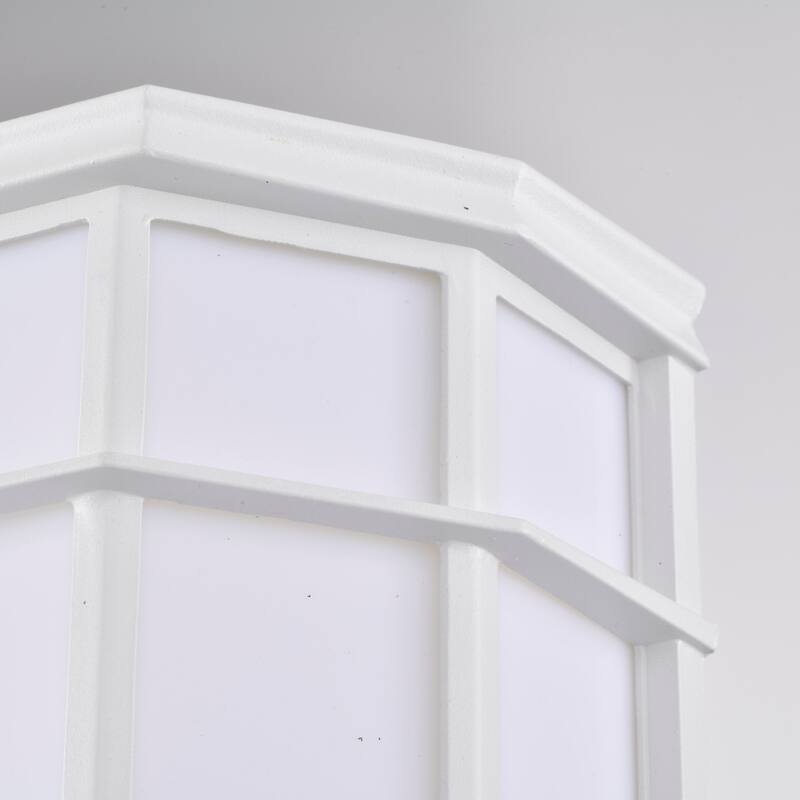 LED Cage Lantern Fixture White Finish with White Linen Acrylic