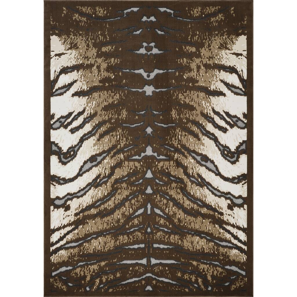 Brown 7 ft. 10 in. x 10 ft. 3 in.Luxury Area Rug, 0.43 Pile Height – Sophisticated Warmth for Any Room - 6' x 7'