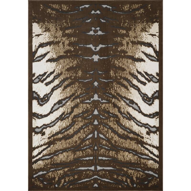 Brown 7 ft. 10 in. x 10 ft. 3 in.Luxury Area Rug, 0.43 Pile Height – Sophisticated Warmth for Any Room - 6' x 7' - Straw Stripe
