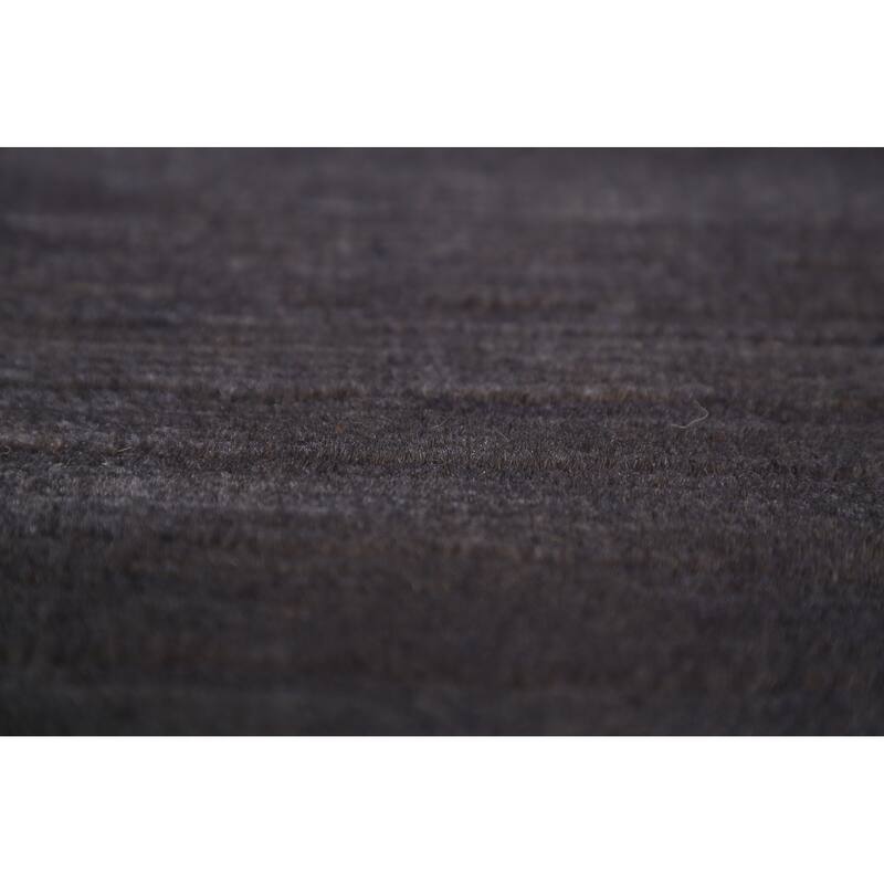 Modern Gray Gabbeh Runner Rug Hand-Knotted Grey Wool Carpet - 2'11" x 9'7"