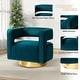 preview thumbnail 22 of 114, HULALA HOME Carisa Modern Upholstered Swivel Open-Back Barrel Chair with Golden Base