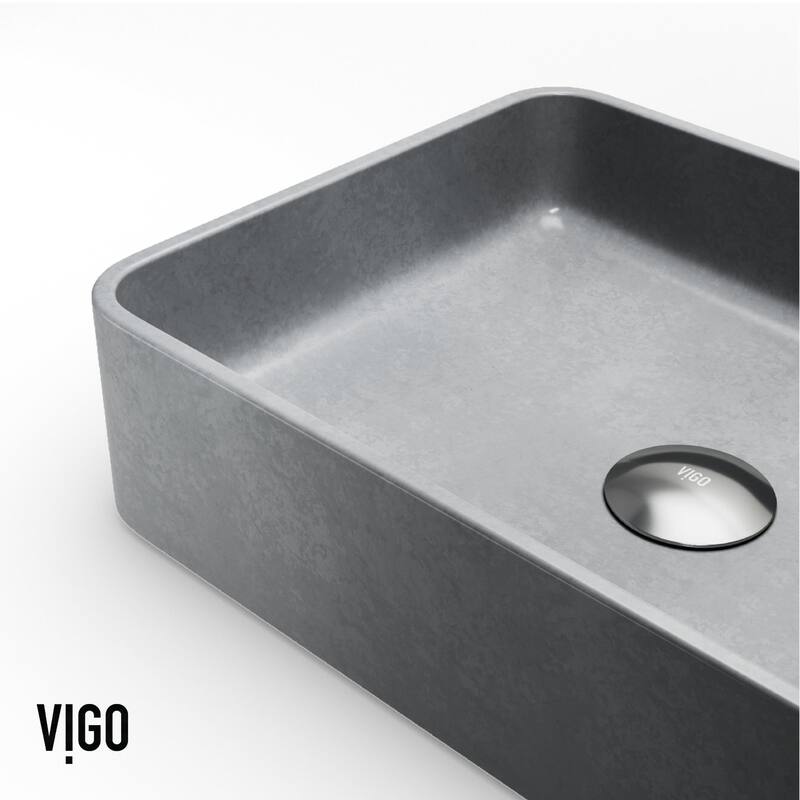 Vigo VG04064 Segovia Gothic 16" L x 12" W x 4" H Rectangular Concrete