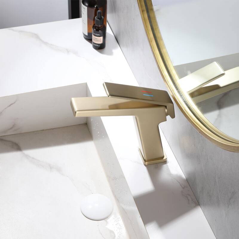 Single Handle Bathroom Sink Faucet 1-Hole Solid Brass in Black/Gold