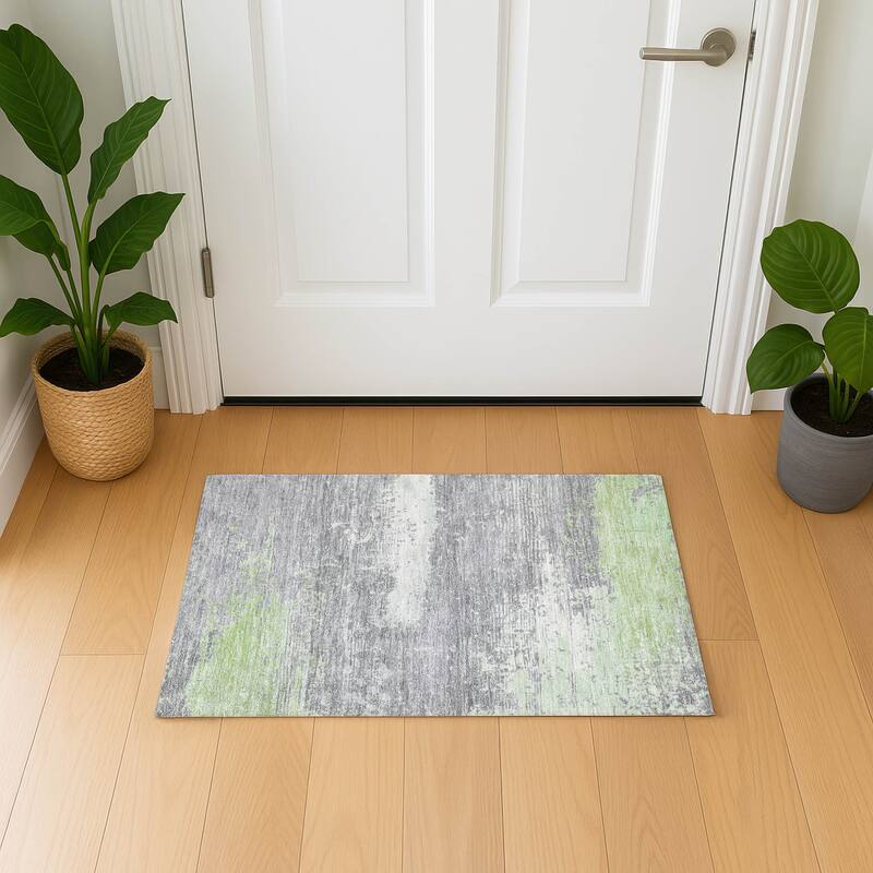 Premium Washable Super Soft Abstract Modern Mayfield Rug - Aloe - 1'8" x 2'6"