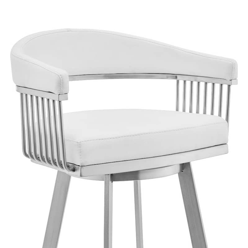 Swivel Barstool with Open Metal Frame and Slatted Arms - 22 L X 21 W X 34 H Inches