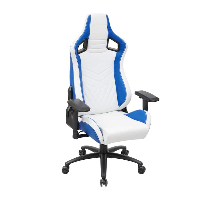 Olive White Vegan Leather Reclining Gaming Chair by Furniture of America