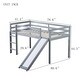 preview thumbnail 34 of 41, Twin Size Low Loft Bed with Slide, Ladder, Safety Guardrails, and Underbed Play and Storage Space for Boys Girls