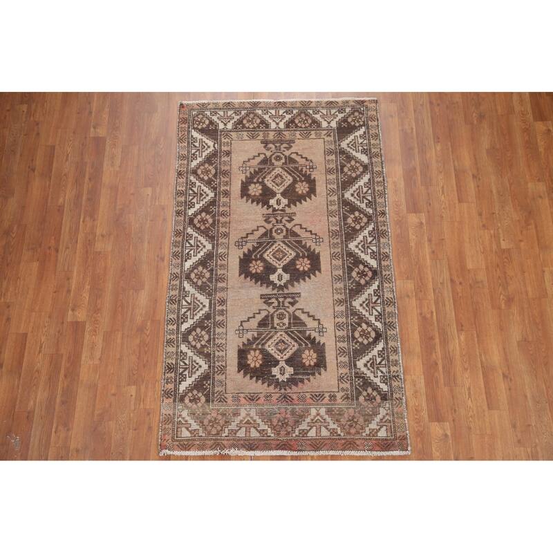 Hand Knotted Oriental 100% Wool Carpet Traditional Tribal Brown Balouch Area Rug - 5' 11'' X 3' 5''