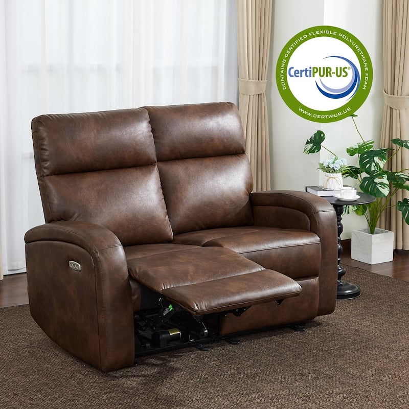 Zero Wall Recliner Loveseat with USB & Type-C Dual Ports, for Small Space, Living Room - Dark Brown - Loveseat