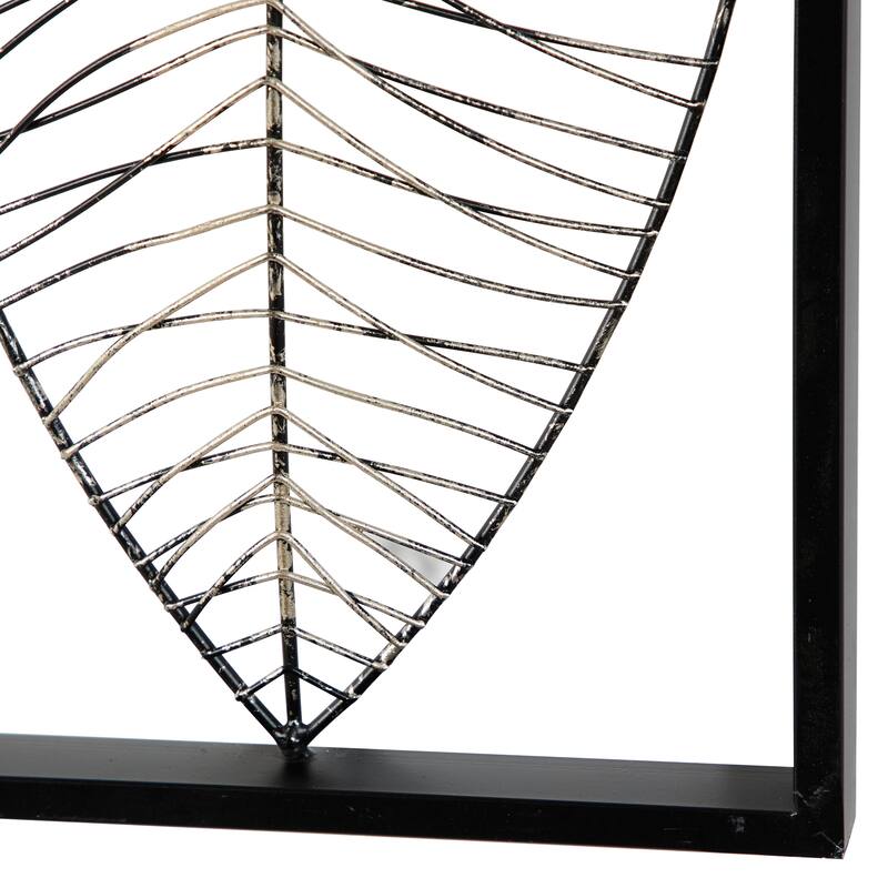Metal Leaf Wall Decor with Black Frame - Black - Roche River Decor