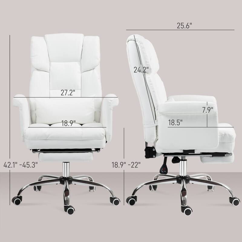 Executive PU Leather Office Chair with Footrest, Reclining Back, and Ergonomic Swivel Design
