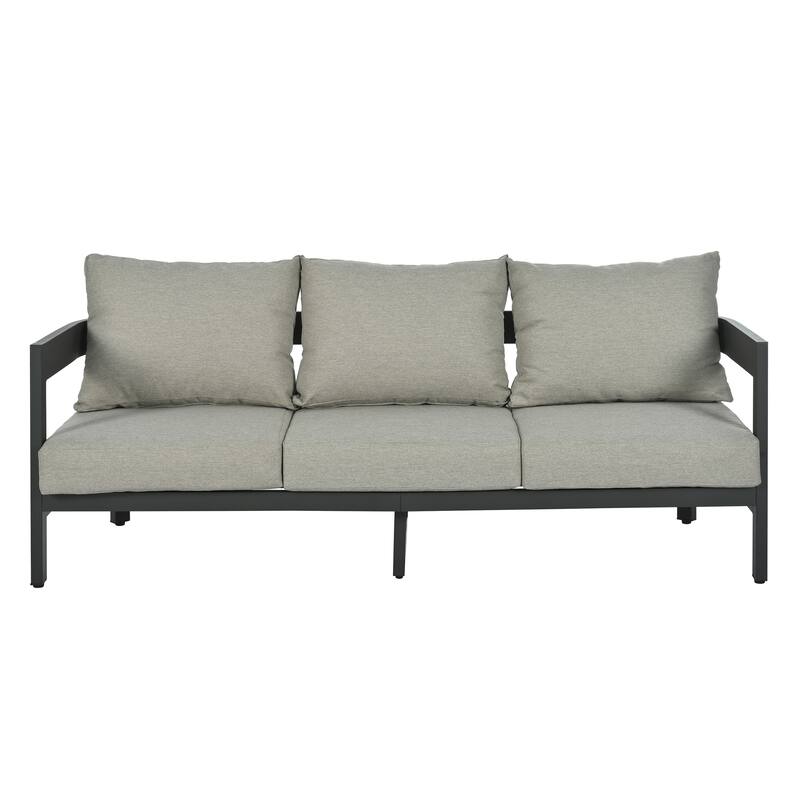 4-Piece Outdoor 5-Seater Iron Sofa Set with Coffee Table