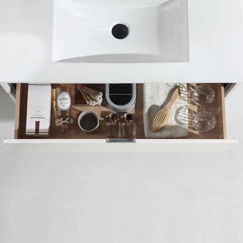 24"/30"/32"/36" Floating Bathroom Vanity Set with Ceramic Sink