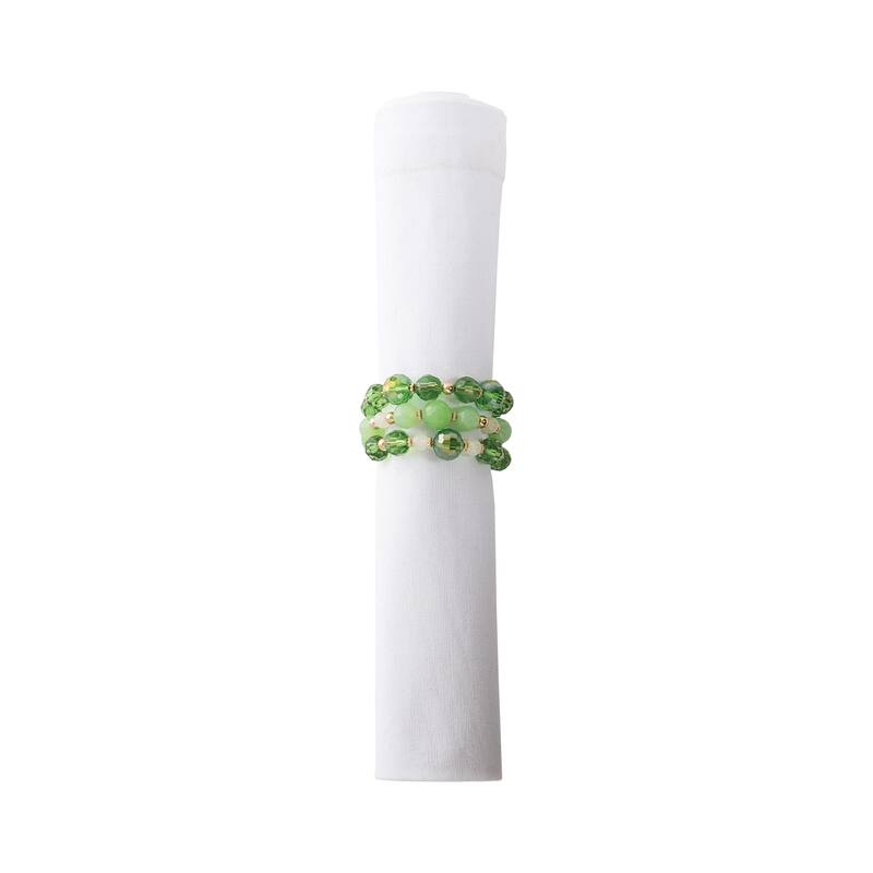Green Beaded St Patrick's Day Napkin Ring Set of 4 - Set of 4