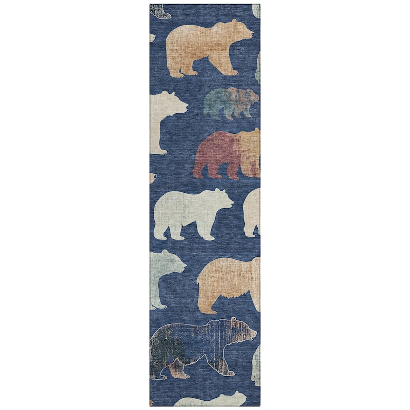 Machine Washable Indoor/ Outdoor Modern Bear Chantille Rug