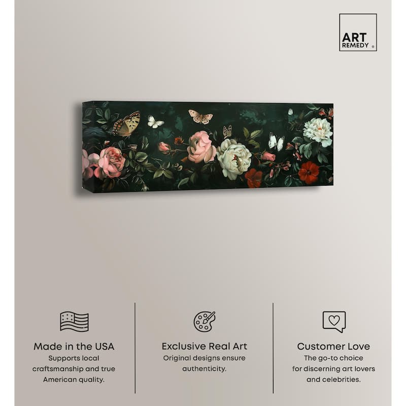 Emerald Floral II Panoramic Canvas by Art Remedy, Gallery Wrapped