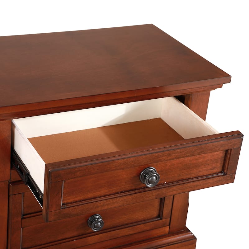 Modern Cherry Wooden Nightstand/Bedside Table with 2 Drawers