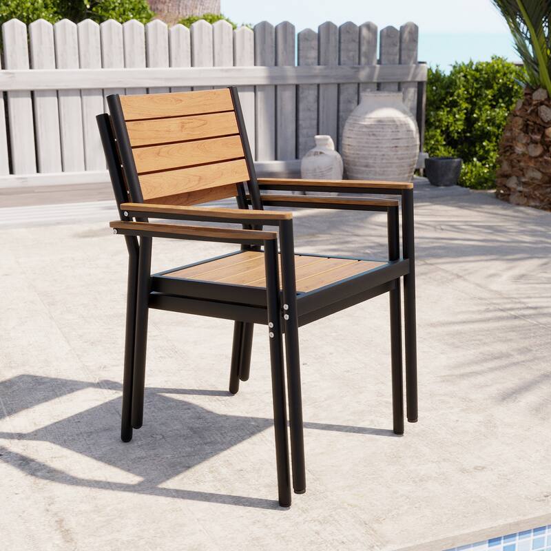 Outdoor Patio Dining Chairs Modern Aluminum Stackable Armchairs - See Picture