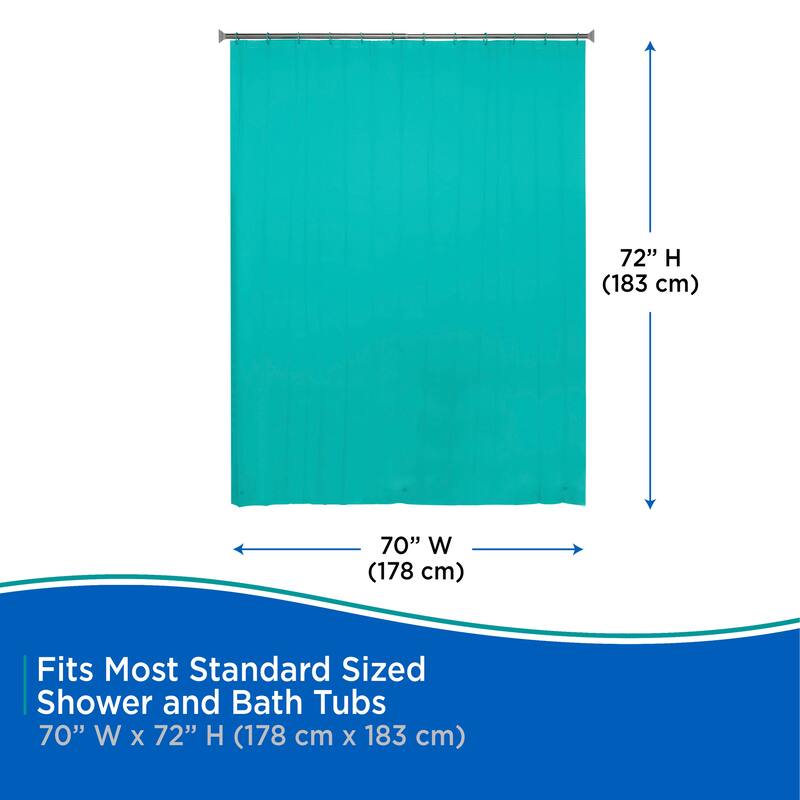 Kenney Lightweight PEVA Shower Curtain Liner and C-Ring Set, 70" W x 72" H