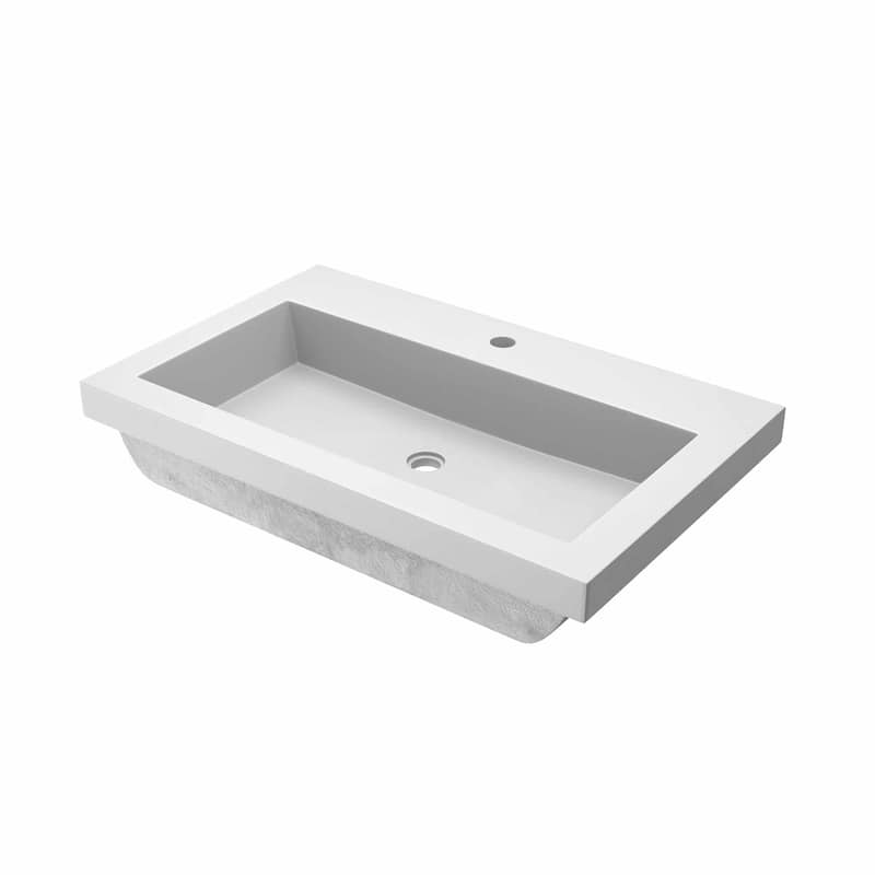 30" NativeStone Trough Drop-in Rectangular Bathroom Sink