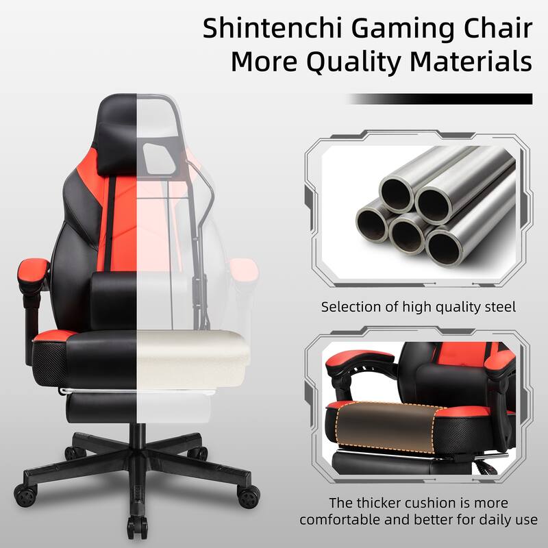 Adjustable Comfortable Game Chair Swiveling PC & Racing with Footrest
