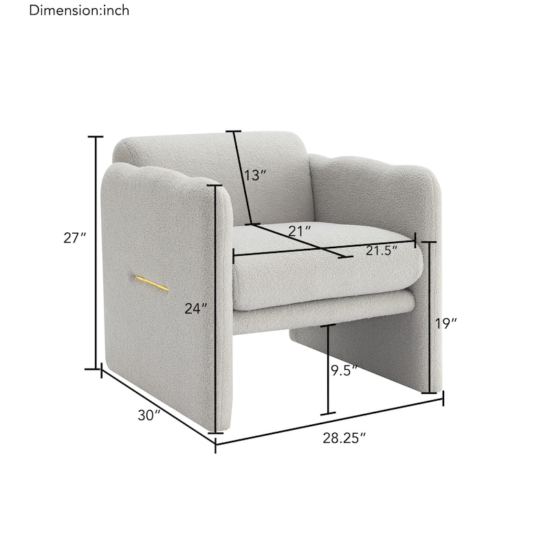 28.25" Arm Chair with Waved Arms and Metal Decoration
