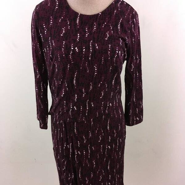 Shop Ann Taylor Dress Size 10 Knee Length Maroon Black Geometric Knit Overstock 23018309