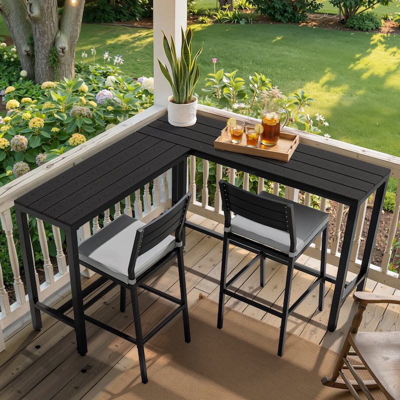 Pellebant Patio Outdoor Bar Table Rectangle Pub Table Dining Table