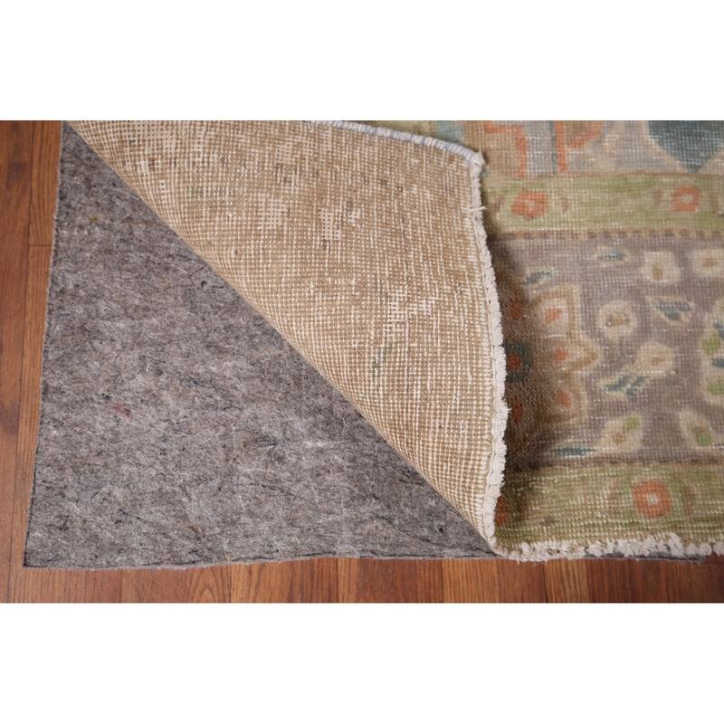 Gray Distressed Tabriz Vintage Persian Rug Hand-Knotted Wool Carpet - 6'7" x 9'8"