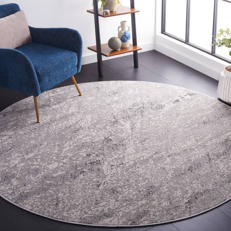 SAFAVIEH Vogue Hettie Modern Abstract Rug - 6'7" Round - Grey/Light Grey