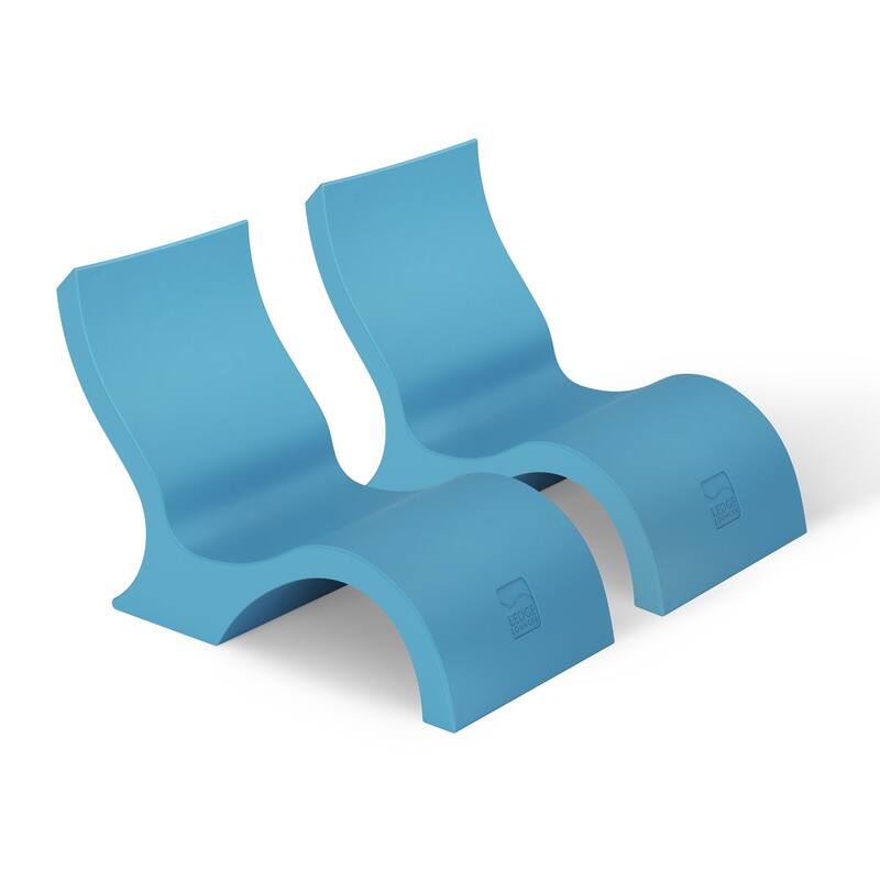 Ledge Lounger - Signature Lowback Chair - for in-Pool or On-Deck Use - Water Depths 0-9" - Set of 2 - Light Blue