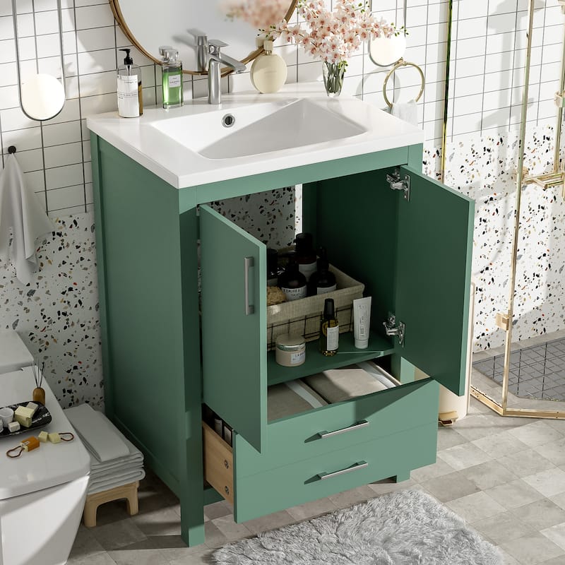 Bathroom Vanity with Sink Top Combo, Storae Cabinet with Soft Closing Doors, Single Sink Cabinet with Drawer and Storage Shelf