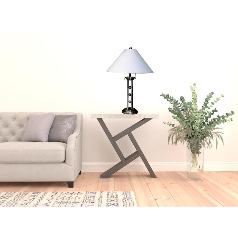 27-Inch Table Lamp with White Empire Shade and Inline Switch - 17" x 17" x 27"