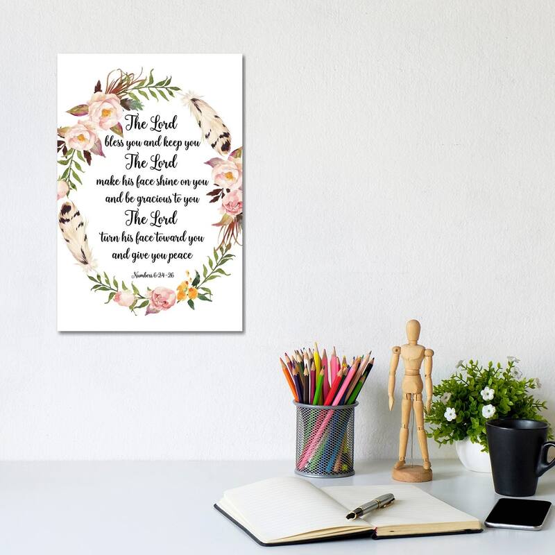 iCanvas "The Lord Bless You And Keep You, Numbers 6_24-26" by Eden Printables Canvas Print - 12x8x0.75