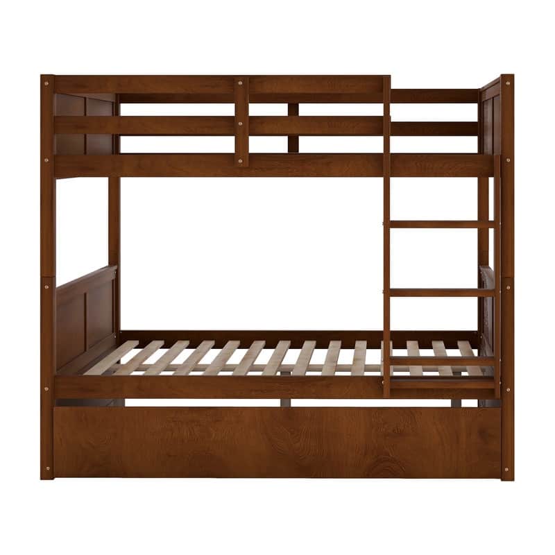 Full Over Full Wooden Bunk Bed with Twin Size Trundle