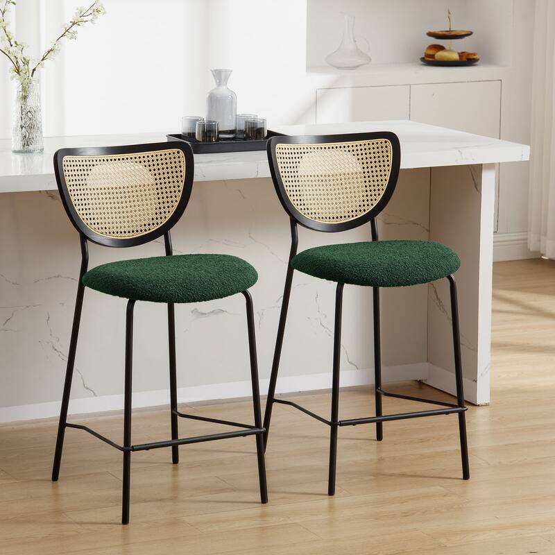 26" Rattan Counter Height Bar Stools Set of 2/3/4 - 37.8"H x 17.7"W x 21.7"D
