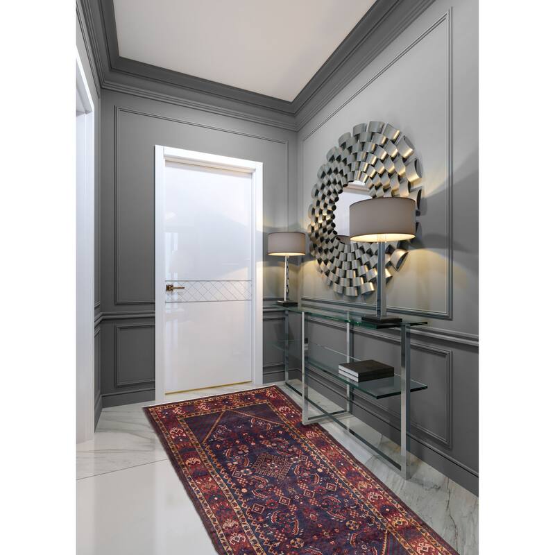 ECARPETGALLERY Hand-knotted Andelz Dark Navy Wool Rug - 4'1 x 10'2