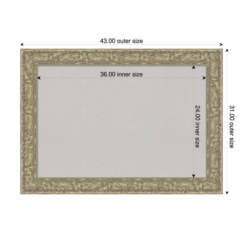 Luxe Antique Silver Framed Cork Board - Bulletin Board, Organization Board, Pin Board - Grey - 43 x 31 in