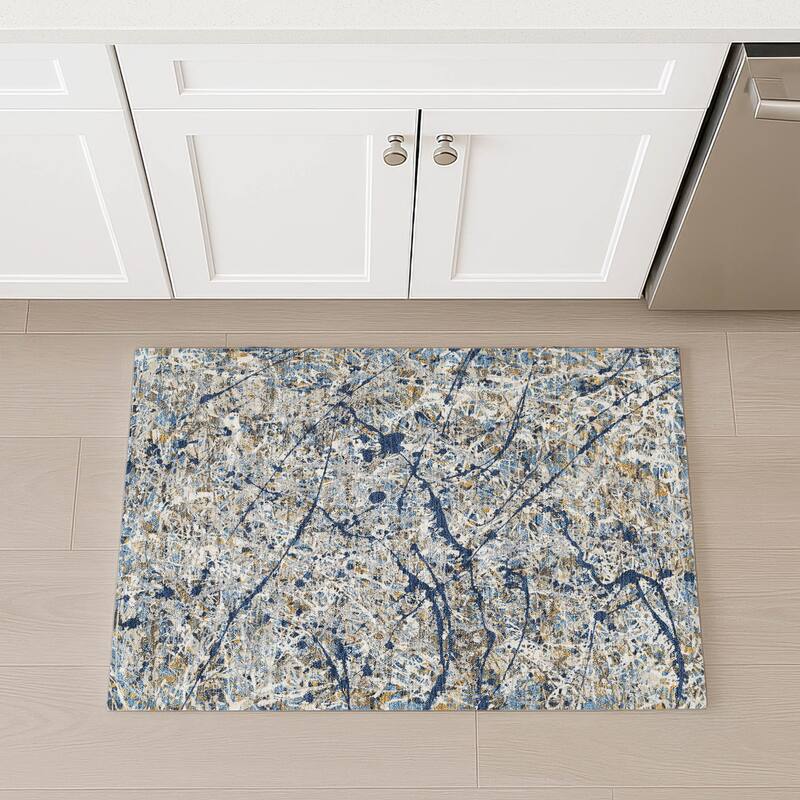 Machine Washable Indoor/ Outdoor Modern Splatter Chantille Rug